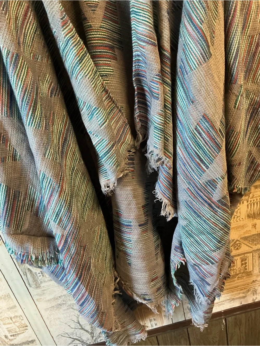 Multicolor Fringe Throw Poncho - Francesca’s